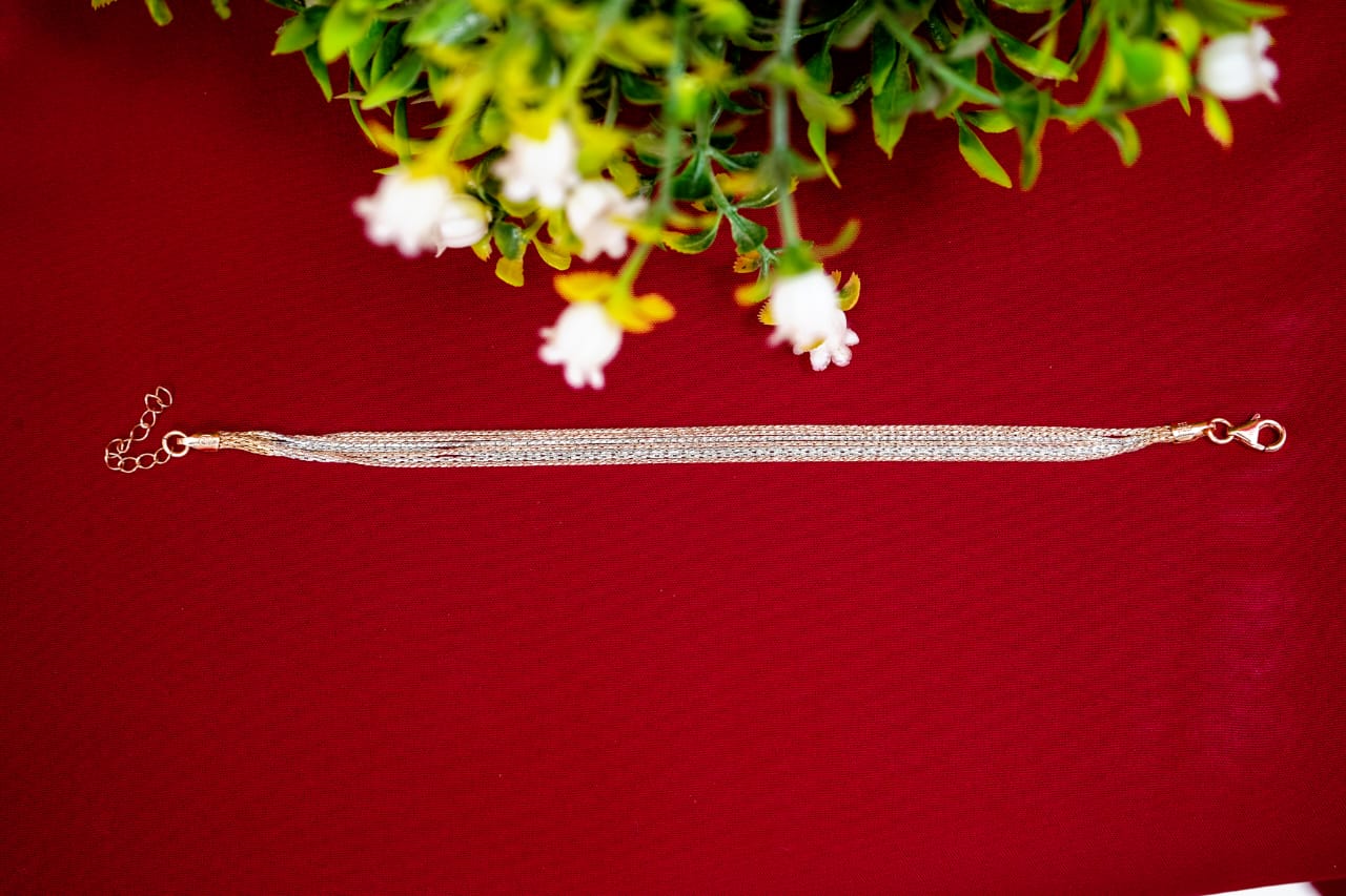 Multi-Strand Two-Tone Silver Anklet-925 Sterling Silver-ERAYA Jewellery