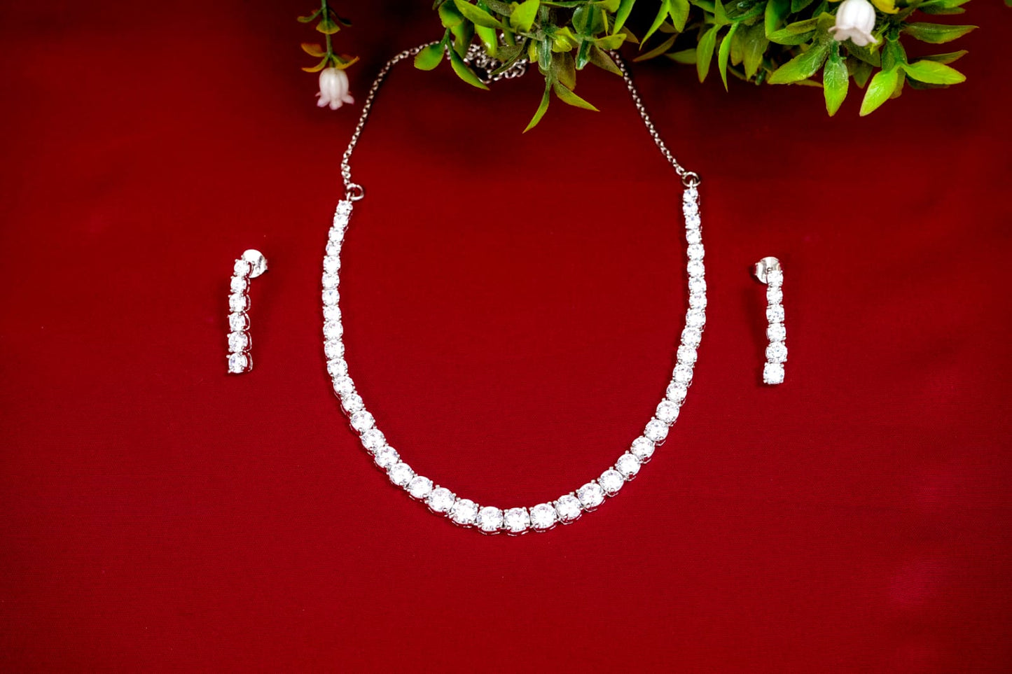 Crystal Choker Necklace-925 Sterling Silver-ERAYA Jewellery