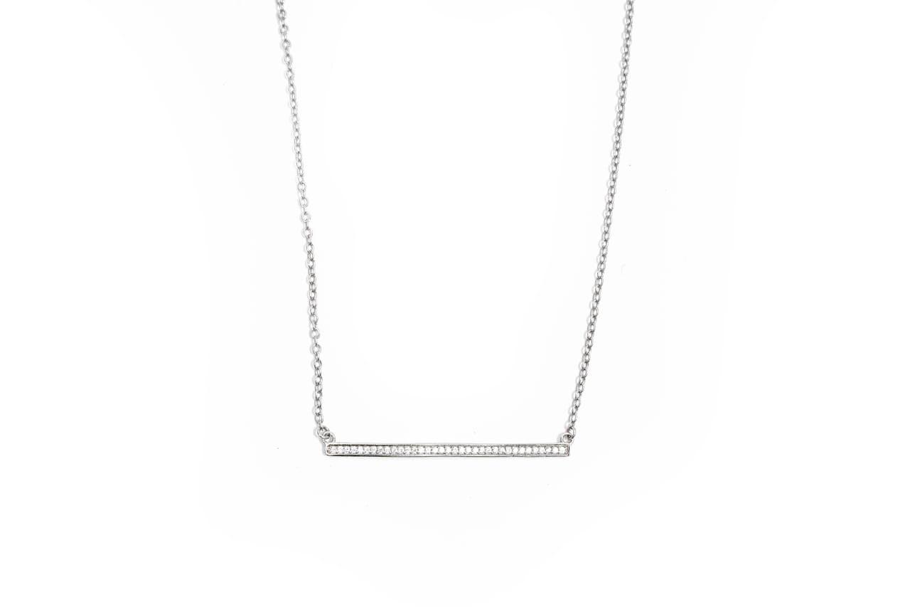 Crystal Bar Silver Pendant-925 Sterling Silver-ERAYA Jewellery