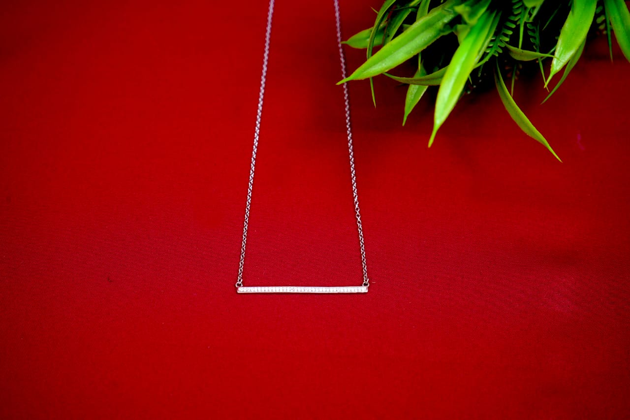 Crystal Bar Silver Pendant-925 Sterling Silver-ERAYA Jewellery