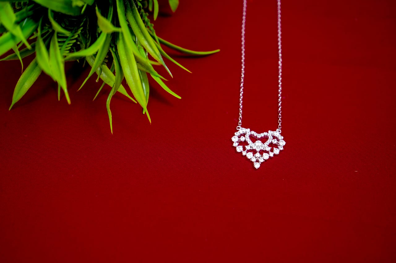 Lace Heart Crystal Pendant-925 Sterling Silver-ERAYA Jewellery
