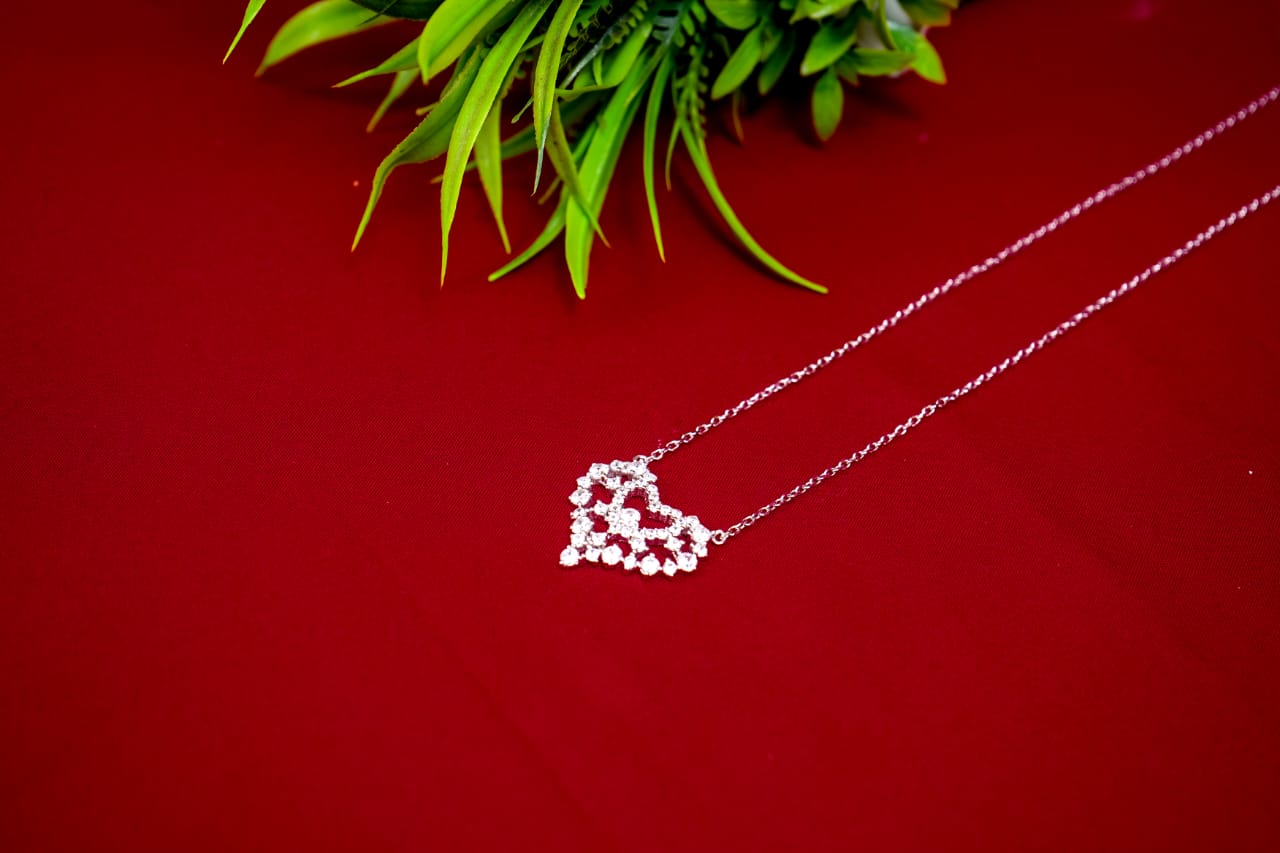 Lace Heart Crystal Pendant-925 Sterling Silver-ERAYA Jewellery
