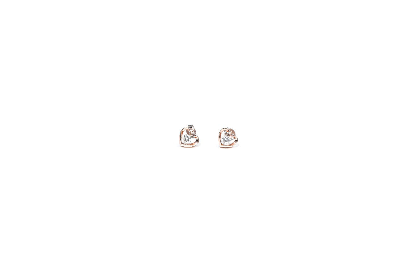 Heart Shaped Rose Gold toned Stud-925 Sterling Silver-ERAYA Jewellery