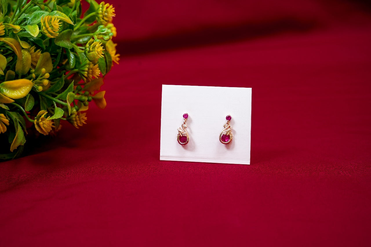 Swan Motif Rose-Gold toned Earrings-925 Sterling Silver-ERAYA Jewellery