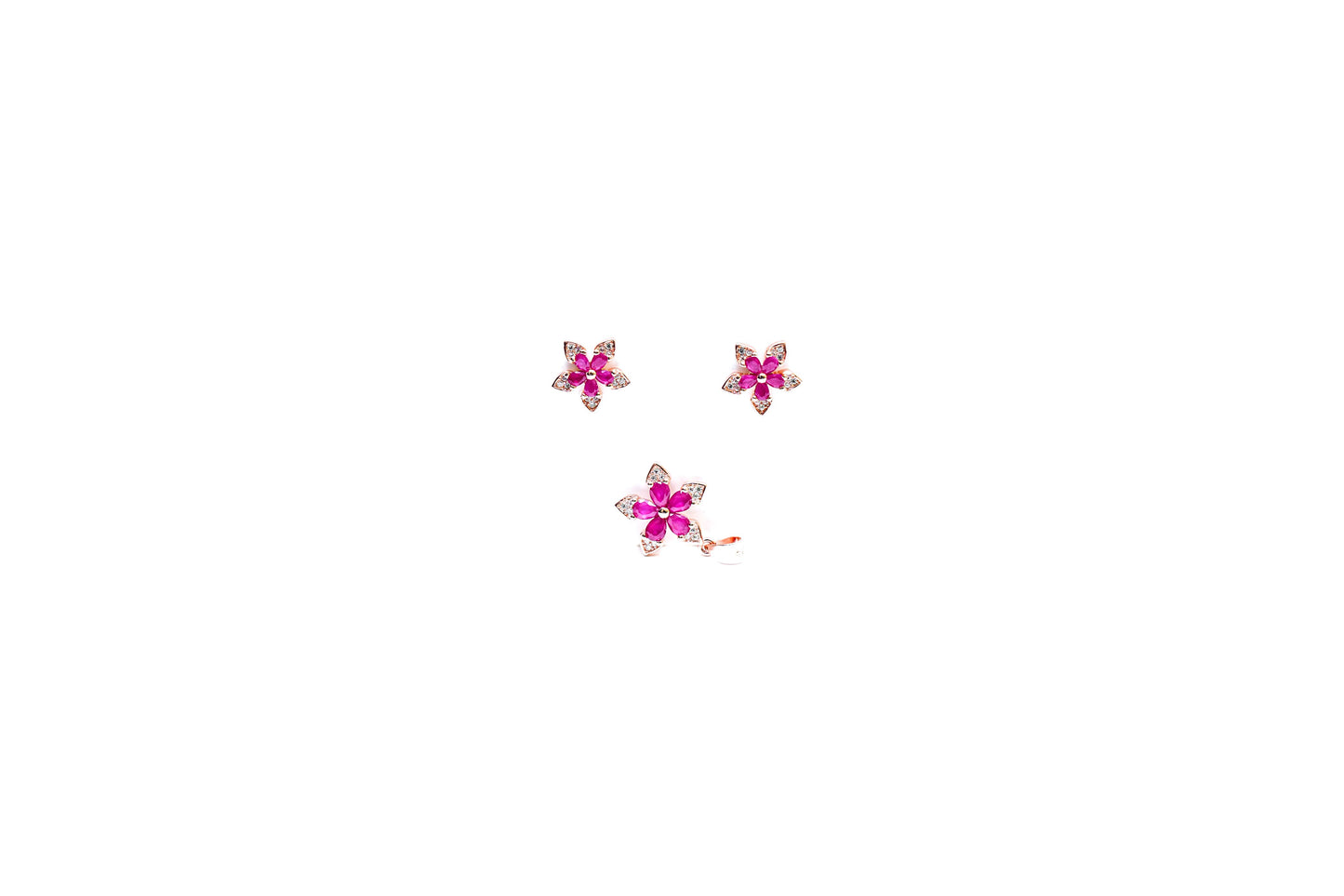 Pink Floral Rose-Gold Pendant Set-925 Sterling Silver-ERAYA Jewellery