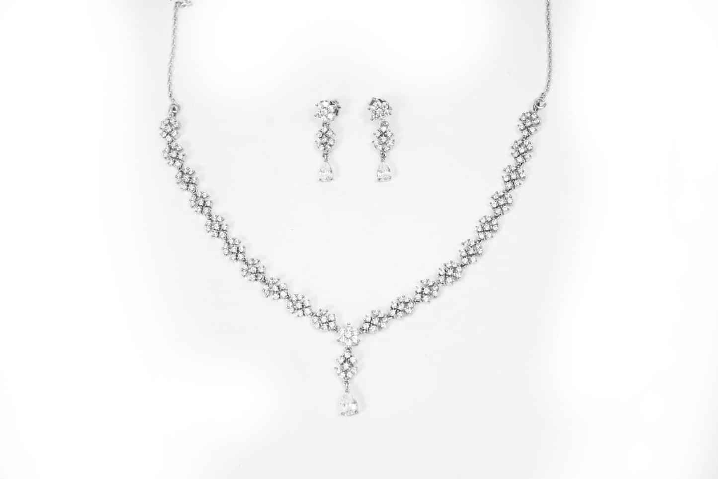 Floral Crystal Choker Necklace-925 Sterling Silver-ERAYA Jewellery