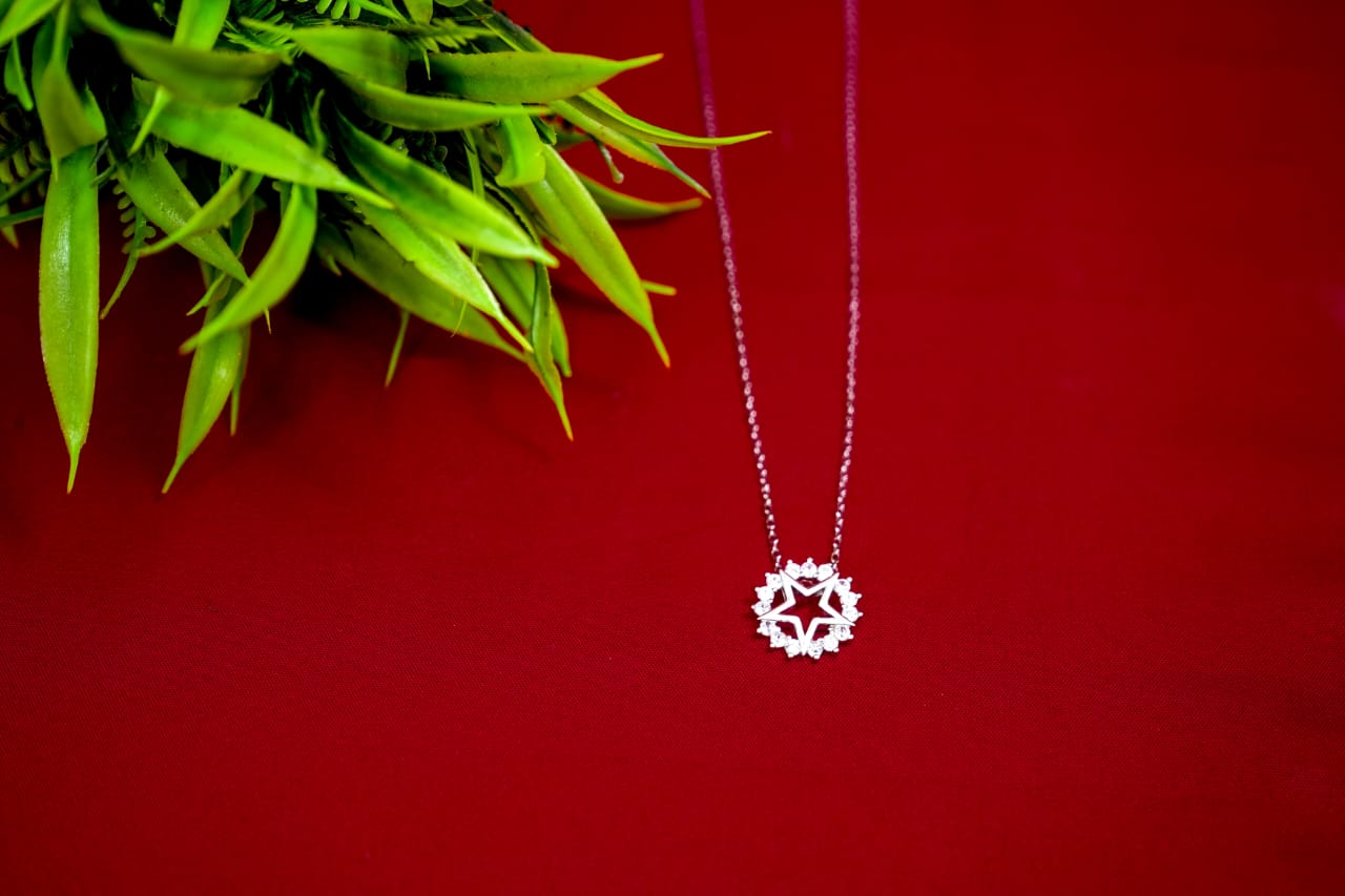 Starburst Crystal Silver Pendant-925 Sterling Silver-ERAYA Jewellery