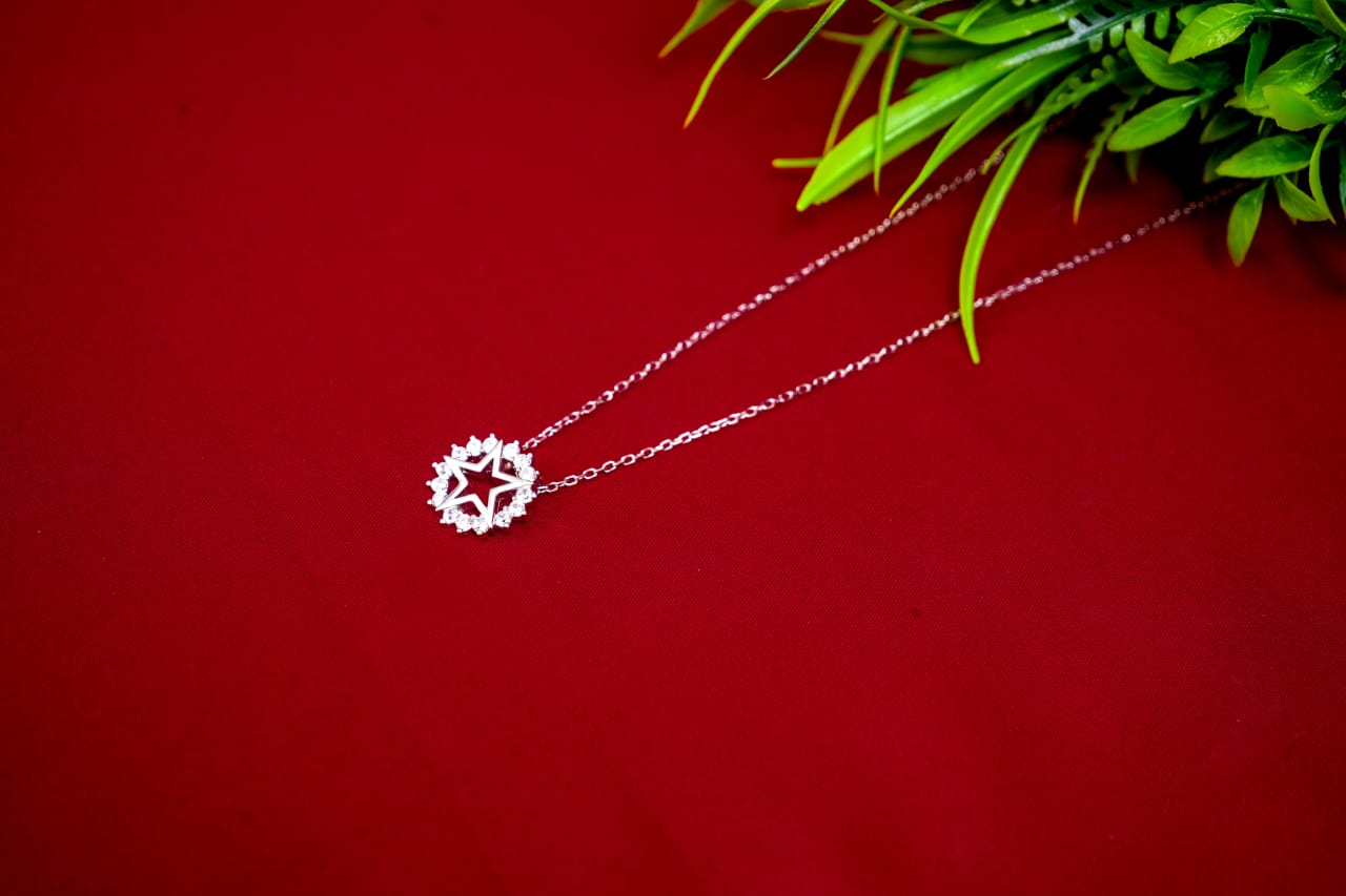 Starburst Crystal Silver Pendant-925 Sterling Silver-ERAYA Jewellery