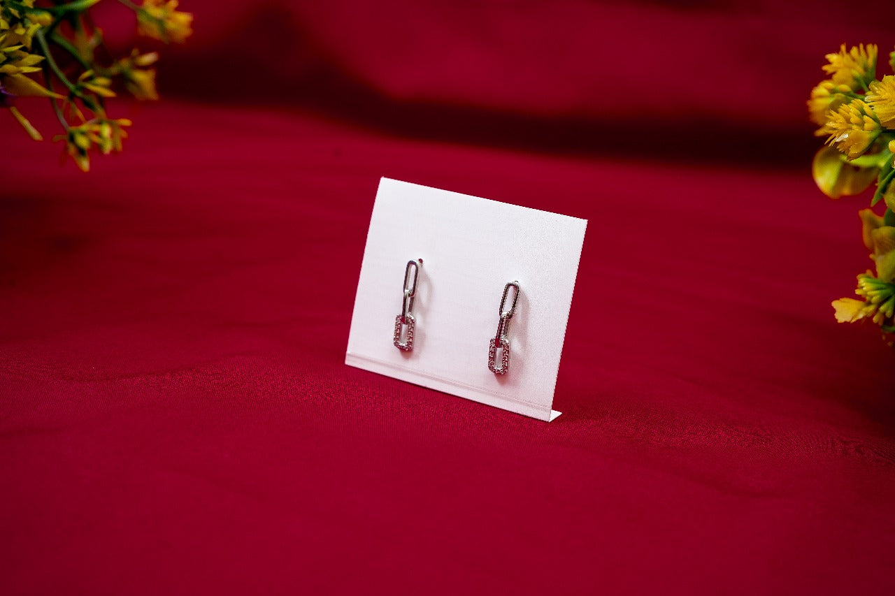 Silver Linked Drop Earrings-925 Sterling Silver-ERAYA Jewellery