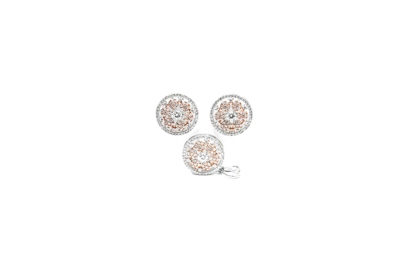Floral Medallion Pendant Set-925 Sterling Silver-ERAYA Jewellery
