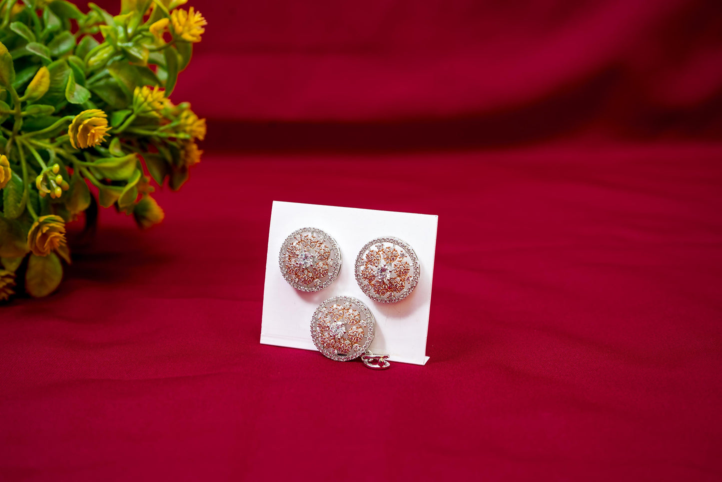 Floral Medallion Pendant Set-925 Sterling Silver-ERAYA Jewellery