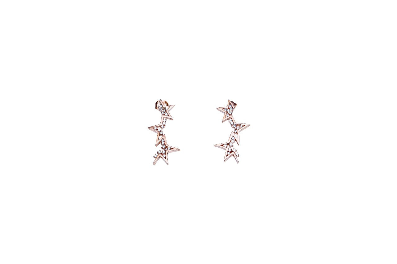 Celestial Cascade Star Drop Earrings-925 Sterling Silver-ERAYA Jewellery