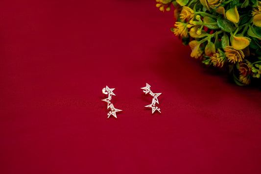 Celestial Cascade Star Drop Earrings-925 Sterling Silver-ERAYA Jewellery