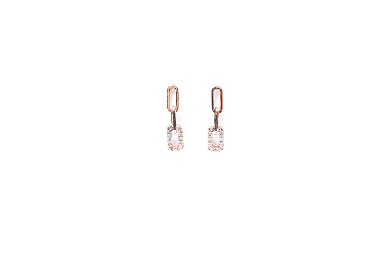 Rose-Gold toned Link Drop Earrings-925 Sterling Silver-ERAYA Jewellery