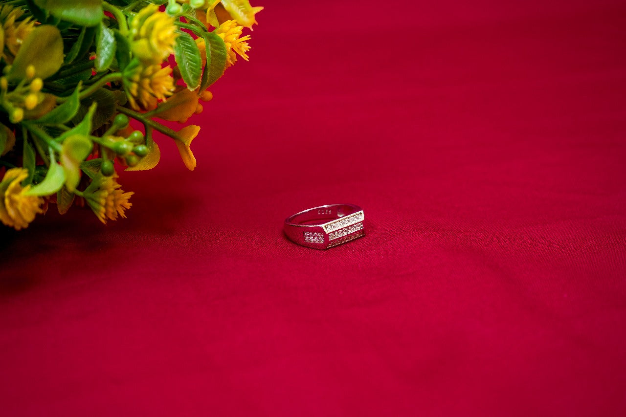 Channel Set Crystal Silver Ring-925 Sterling Silver-ERAYA Jewellery