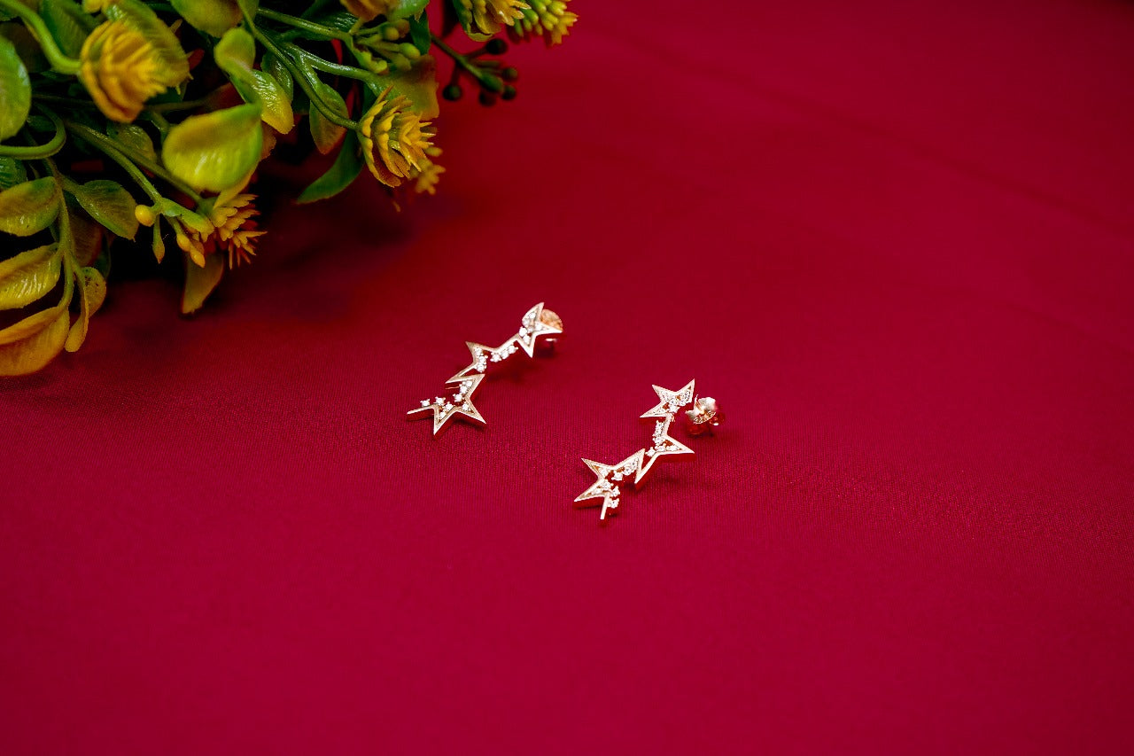 Celestial Cascade Star Drop Earrings-925 Sterling Silver-ERAYA Jewellery