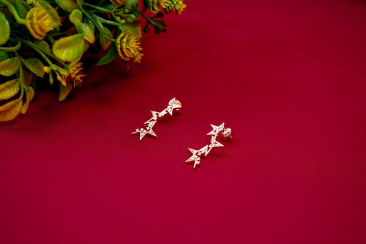 Celestial Cascade Star Drop Earrings-925 Sterling Silver-ERAYA Jewellery