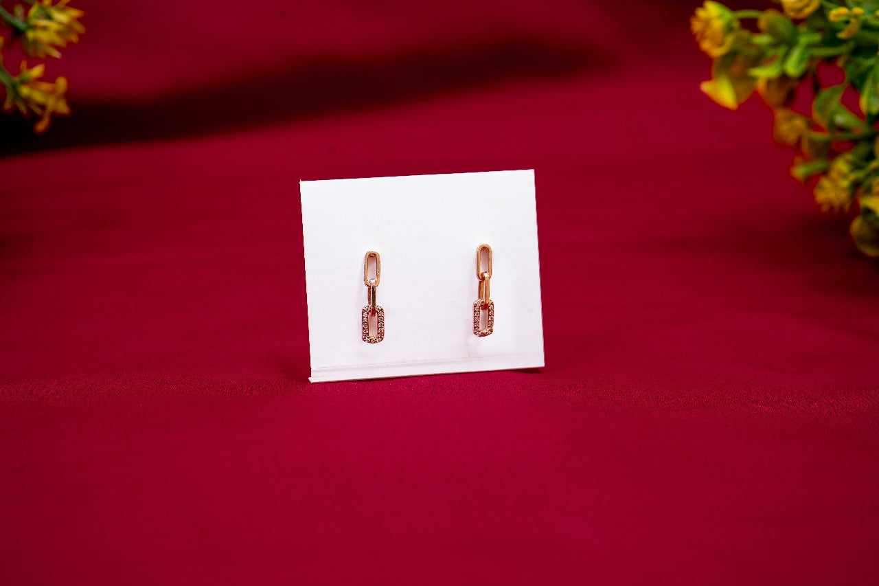 Rose-Gold toned Link Drop Earrings-925 Sterling Silver-ERAYA Jewellery