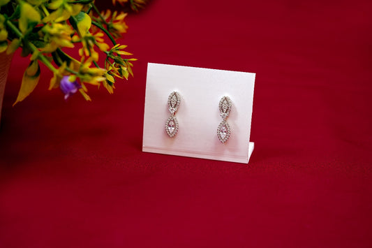 Oval Halo Drop Earrings-925 Sterling Silver-ERAYA Jewellery