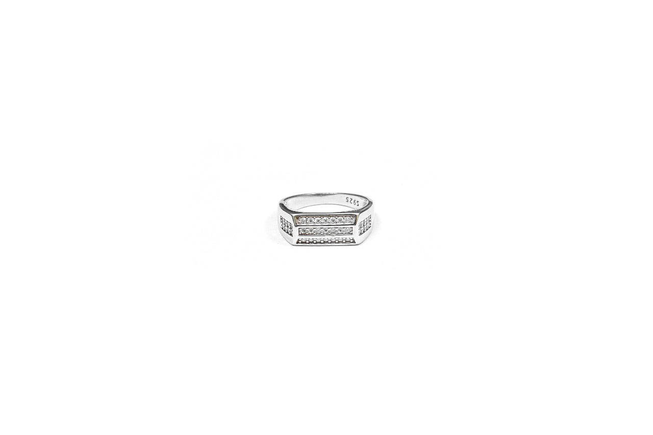 Channel Set Crystal Silver Ring-925 Sterling Silver-ERAYA Jewellery