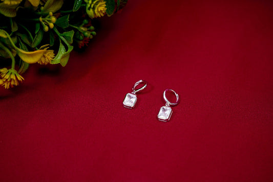 Crystal Silver Hoop Earrings-925 Sterling Silver-ERAYA Jewellery