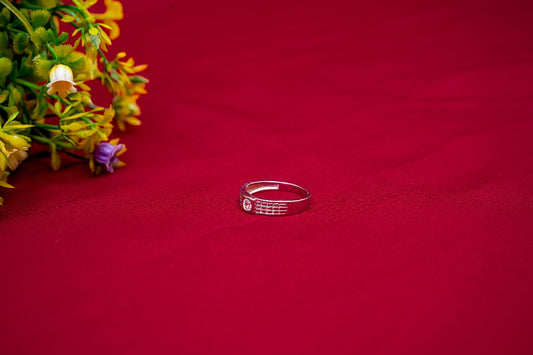 Solitaire Crystal Textured Silver Ring-925 Sterling Silver-ERAYA Jewellery