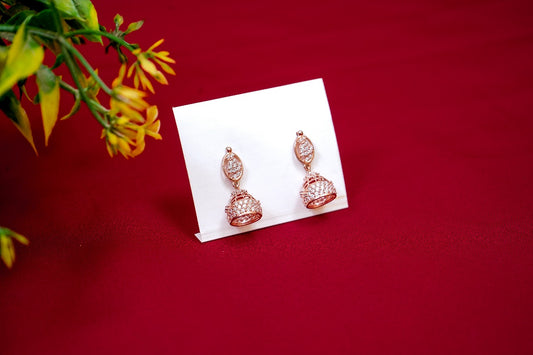 Rose-Gold toned Jhumkas-925 Sterling Silver-ERAYA Jewellery