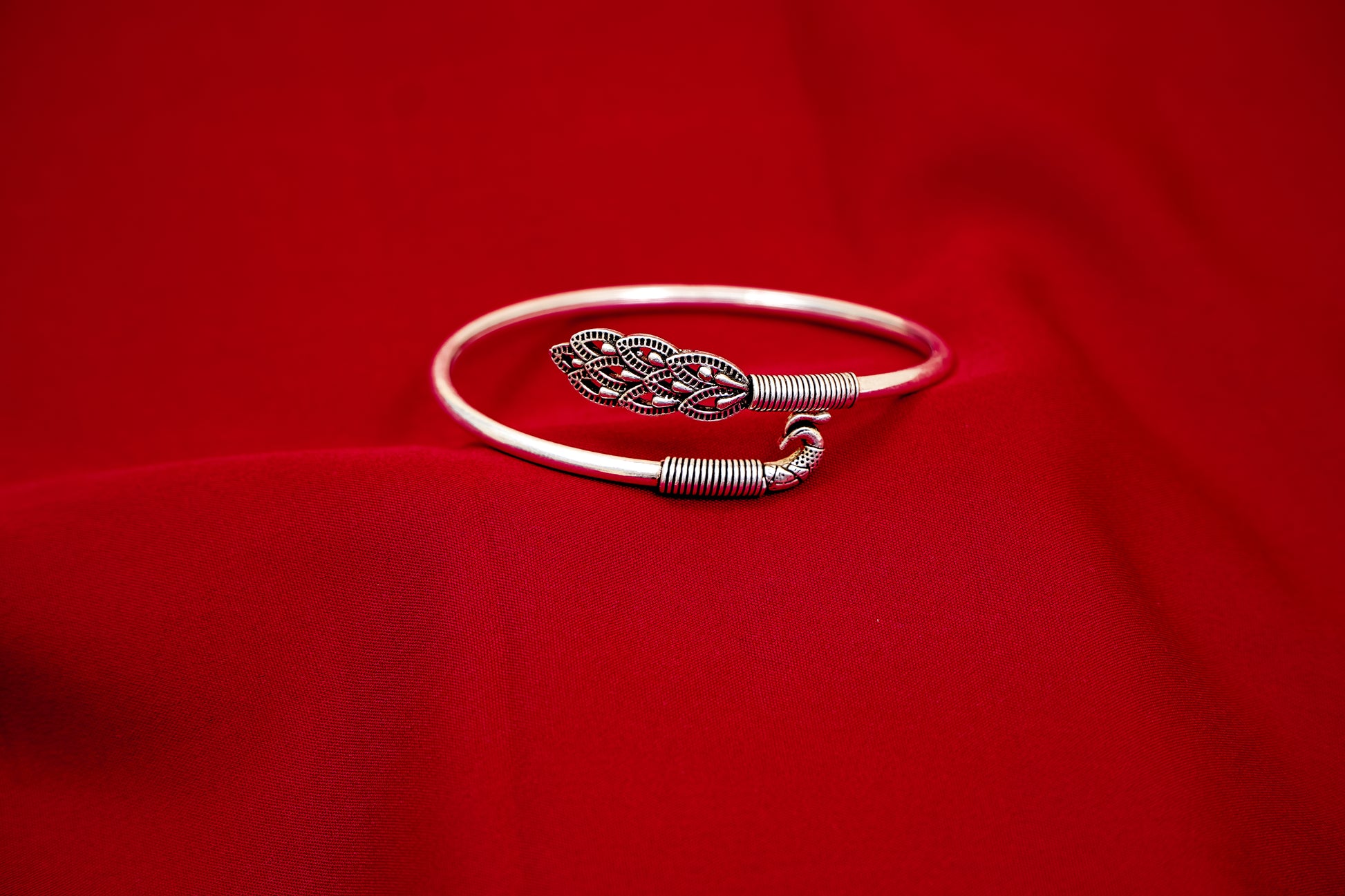 Oxidized Silver Peacock Kada-925 Sterling Silver-ERAYA Jewellery