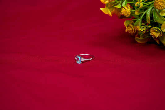 Swiss Blue Solitaire Ring-925 Sterling Silver-ERAYA Jewellery
