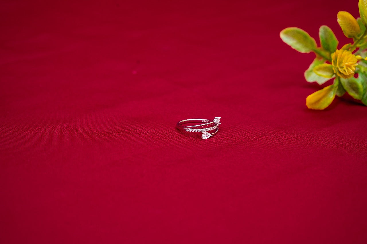 Double Stone Crystal Ring-925 Sterling Silver-ERAYA Jewellery