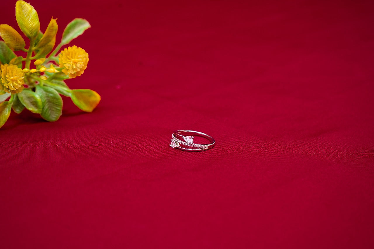 Double Stone Crystal Ring-925 Sterling Silver-ERAYA Jewellery