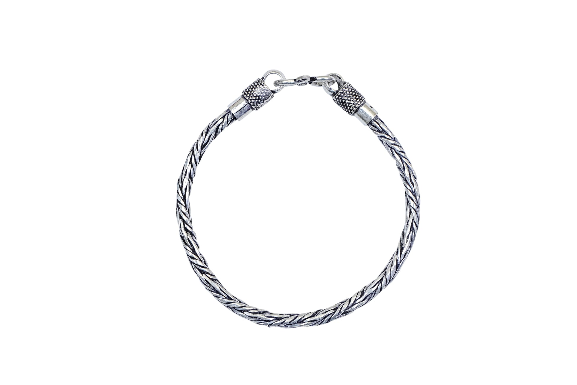 Silver Oxidized Woven Link Bracelet-925 Sterling Silver-ERAYA Jewellery