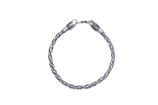 Silver Oxidized Woven Link Bracelet-925 Sterling Silver-ERAYA Jewellery