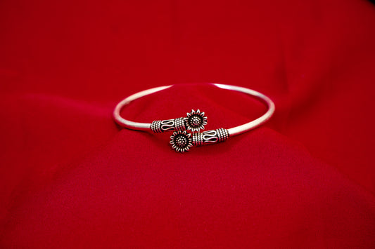 Oxidized Silver Sunflower Kada-925 Sterling Silver-ERAYA Jewellery