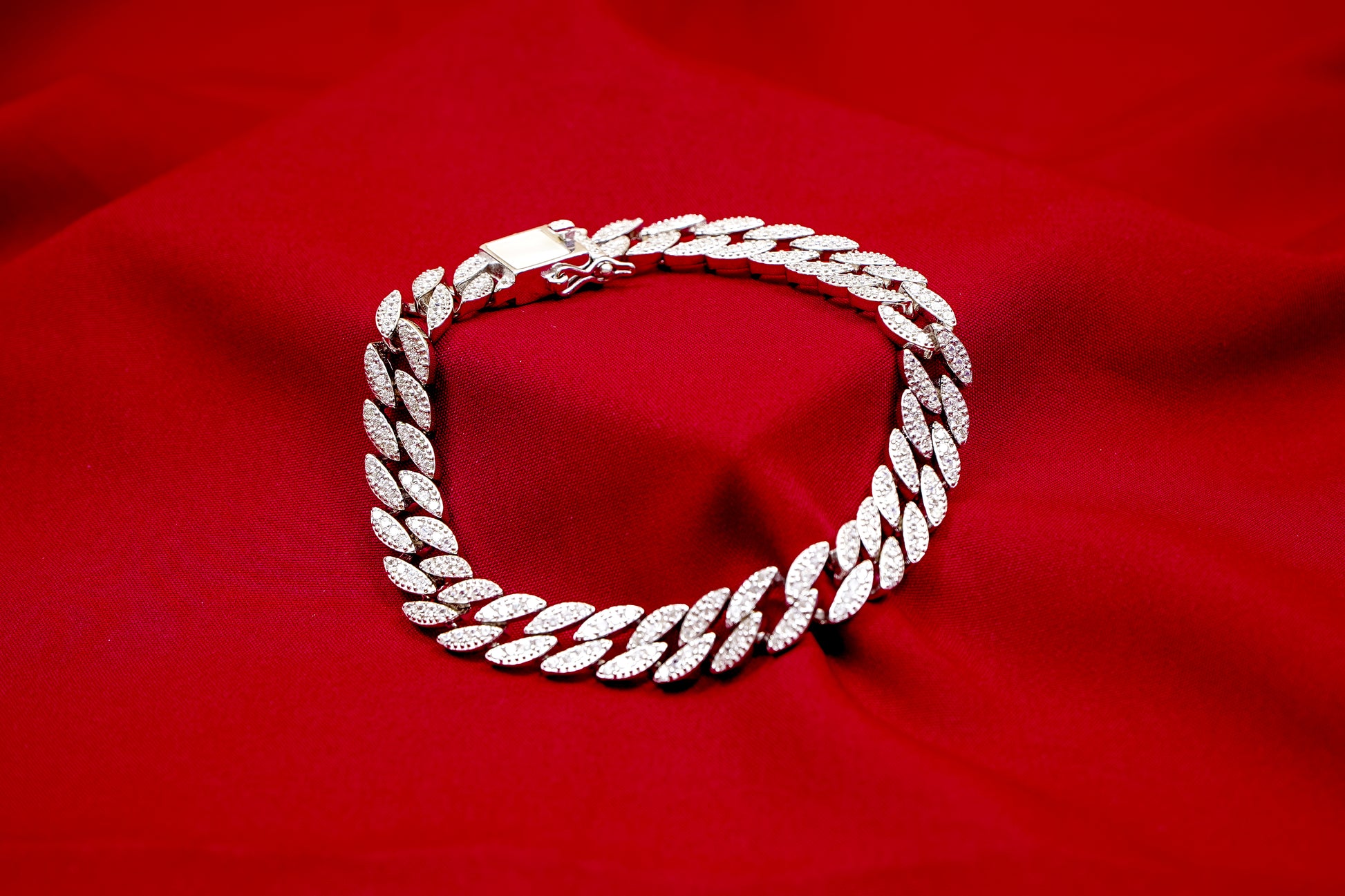 Crystal Cuban Link Bracelet-925 Sterling Silver-ERAYA Jewellery