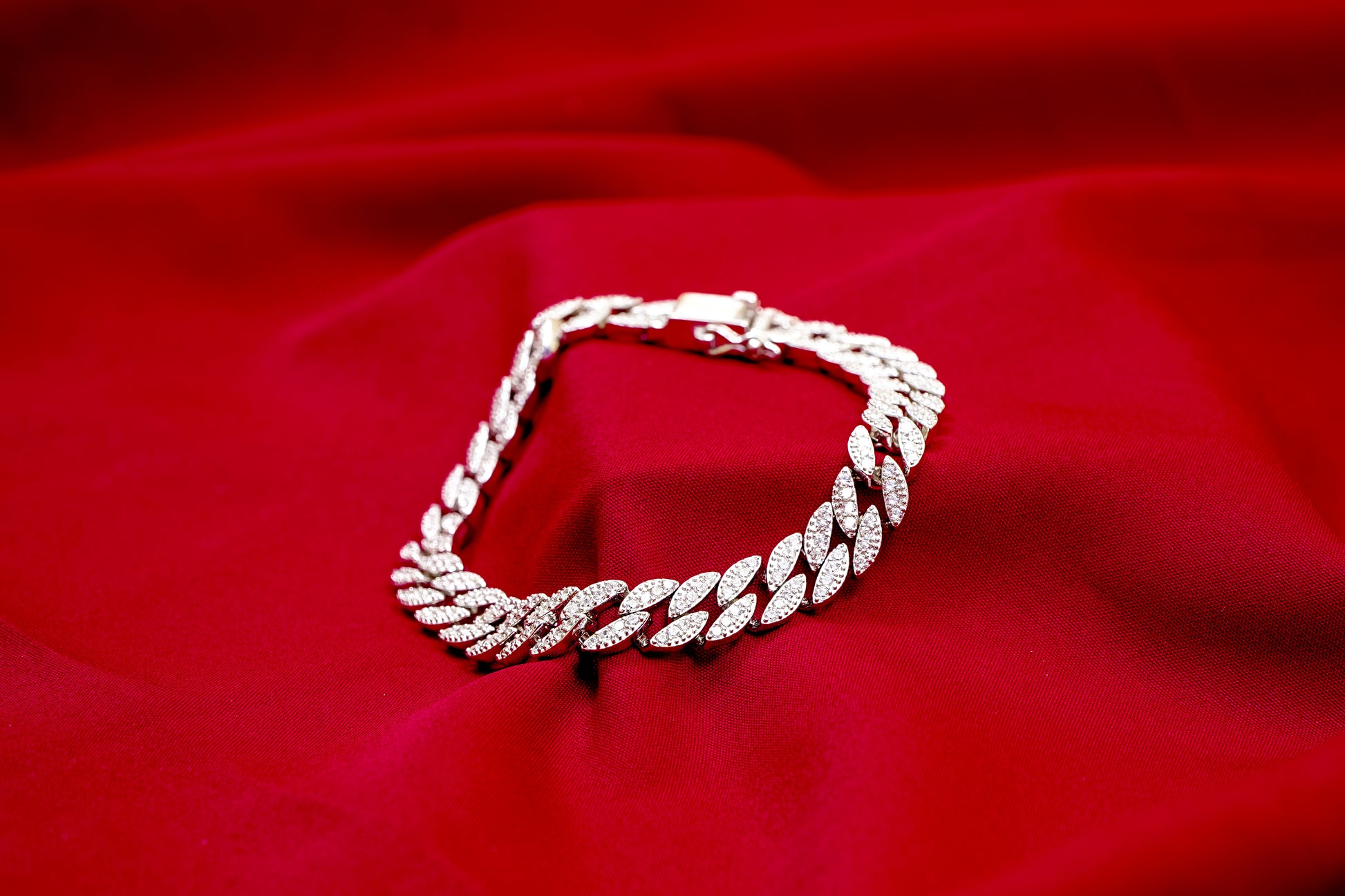 Crystal Cuban Link Bracelet-925 Sterling Silver-ERAYA Jewellery