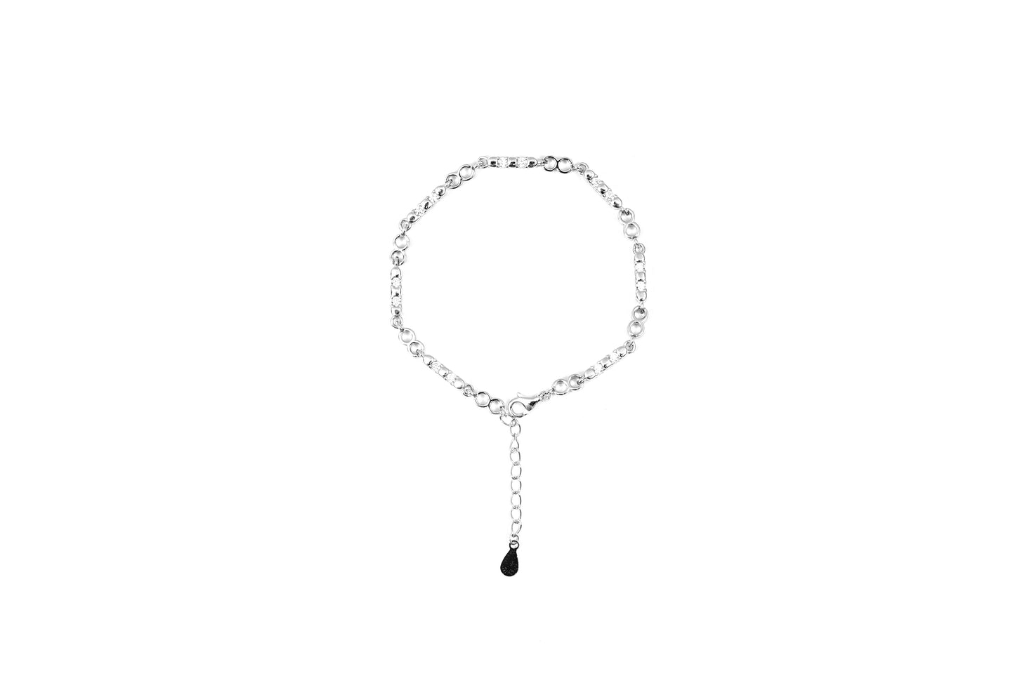 Crystal Bar & Silver Link Bracelet-925 Sterling Silver-ERAYA Jewellery
