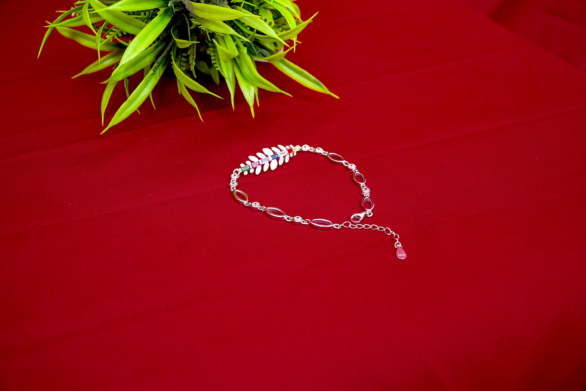 Rainbow Feather Crystal Bracelet-925 Sterling Silver-ERAYA Jewellery