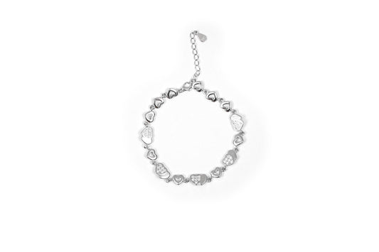 Silver Heart Charm Bracelet-925 Sterling Silver-ERAYA Jewellery