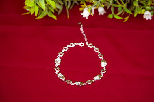 Silver Heart Charm Bracelet-925 Sterling Silver-ERAYA Jewellery