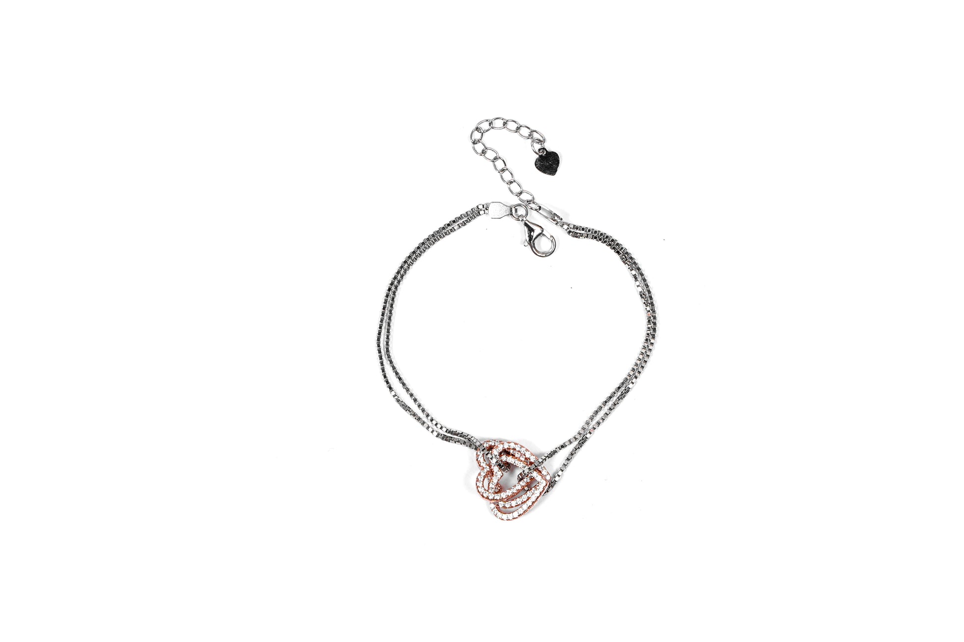 Two-Toned Intertwined Heart Bracelet-925 Sterling Silver-ERAYA Jewellery