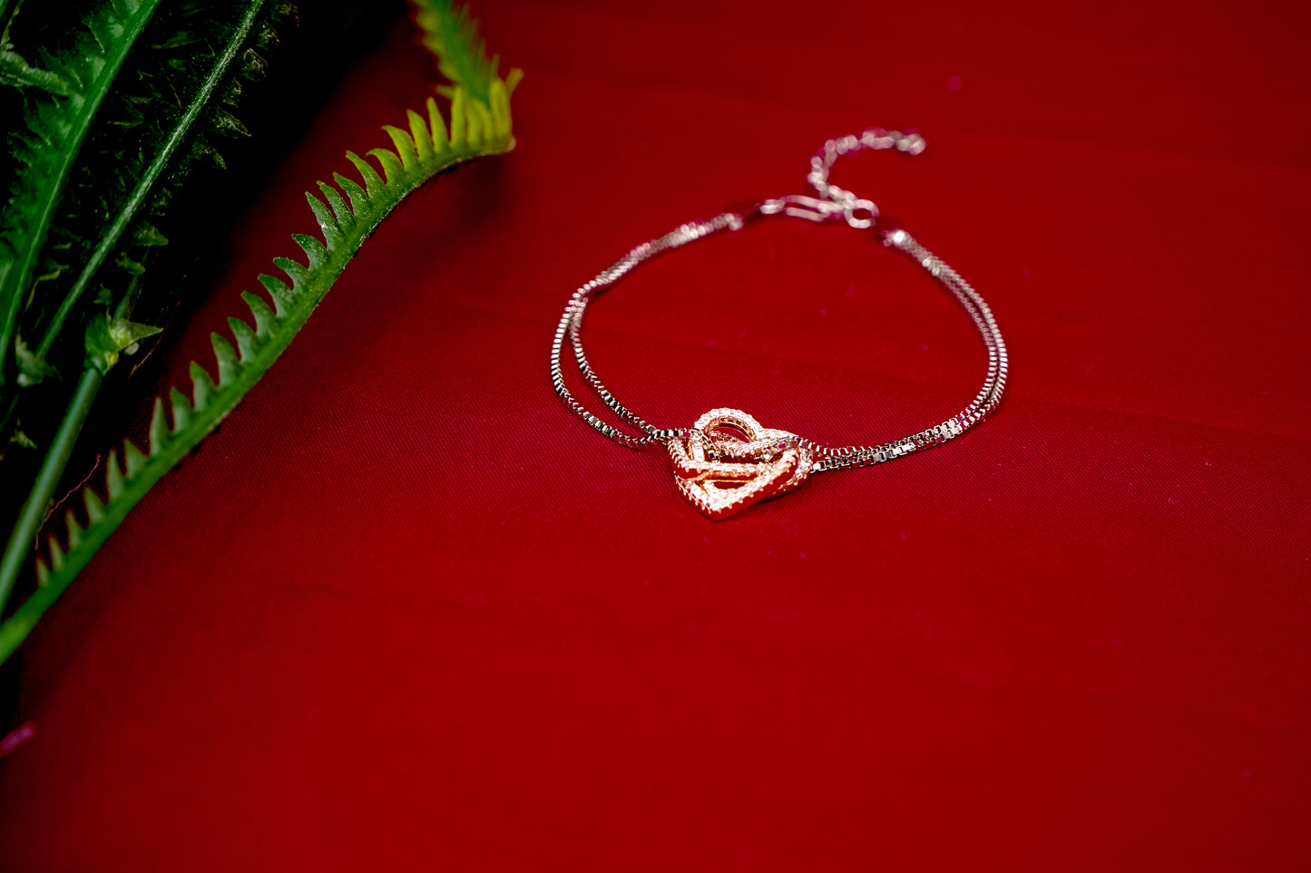 Two-Toned Intertwined Heart Bracelet-925 Sterling Silver-ERAYA Jewellery