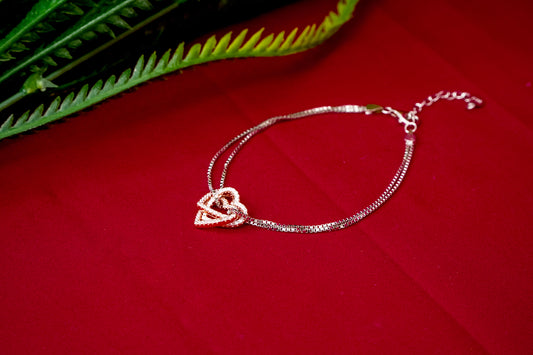 Two-Toned Intertwined Heart Bracelet-925 Sterling Silver-ERAYA Jewellery