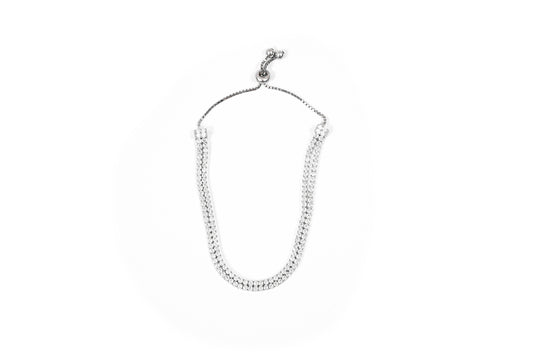 Two Strand Crystal Silver Bracelet-925 Sterling Silver-ERAYA Jewellery
