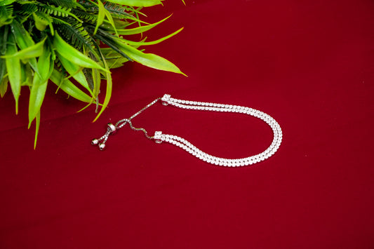 Two Strand Crystal Silver Bracelet-925 Sterling Silver-ERAYA Jewellery