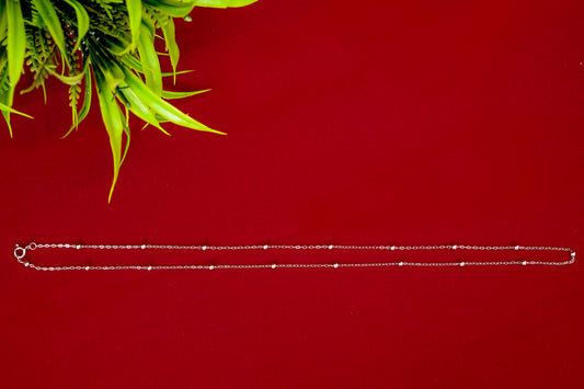 Silver Bead Station Chain-925 Sterling Silver-ERAYA Jewellery