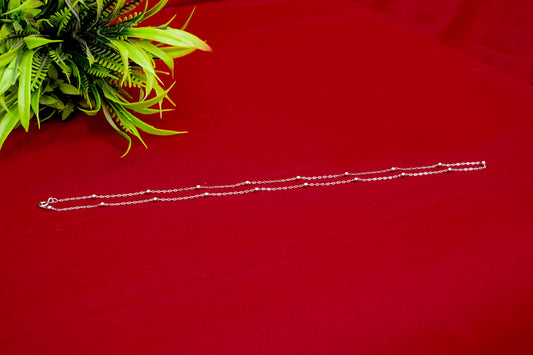 Silver Bead Station Chain-925 Sterling Silver-ERAYA Jewellery