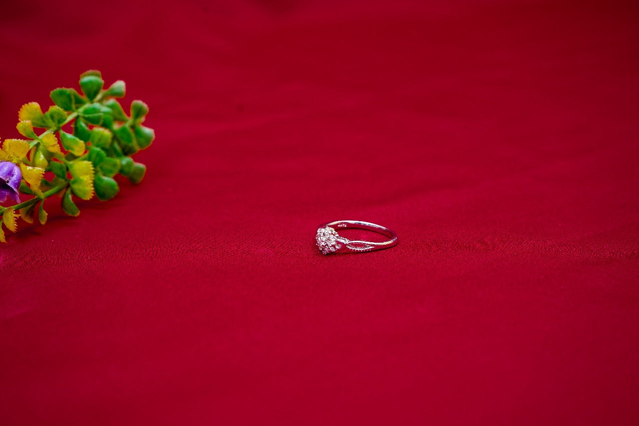 Floral Cluster Crystal Ring-925 Sterling Silver-ERAYA Jewellery