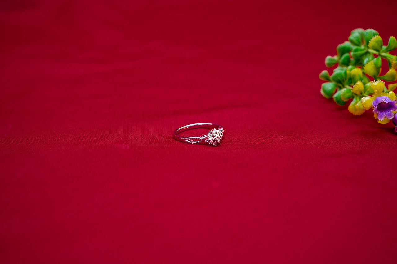 Floral Cluster Crystal Ring-925 Sterling Silver-ERAYA Jewellery