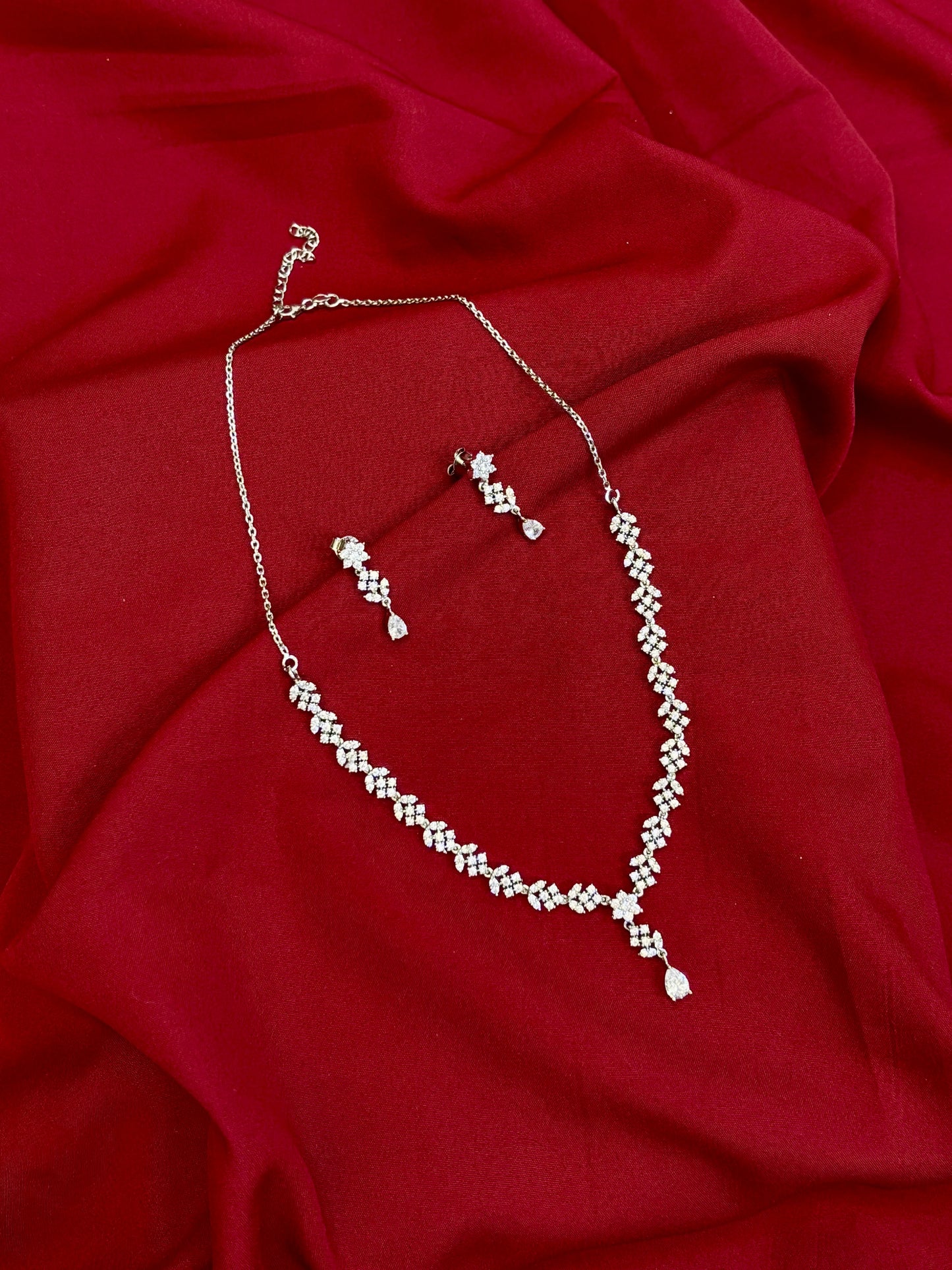 Floral Crystal Choker Necklace-925 Sterling Silver-ERAYA Jewellery